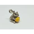 R1 START !! THOMAS SABO ? A SOLID STERLING SILVER MOUSE WITH CHEESE CHARM & CLASP !! VERY CUTE !!