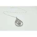 R1 START !! A 40 CM STERLING SILVER NECKLACE & STERLING SILVER CZ FILLED PENDANT - FREE COMBINING