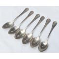 AN AWESOME ANTIQUE SET OF 6 TABLE SPOONS MARKED 84 WITH LION IN CARTOUCHE !! HEAVY GOOD QUALITY !!