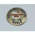 VINTAGE BADGE - RARE IN SA - CLEVELAND OHIO - ROCK N ROLL CAPITAL OF THE WORLD