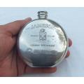 AN ABSOLUTELY COOL VINTAGE PEWTER FLASK ADVERTISING JAMESON IRISH WHISKEY !! RARE FIND !!