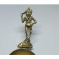 An old solid brass Pixie theme caddy spoon - Combe Martin