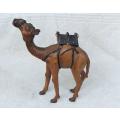 UNUSUAL SIZE !! A TALL HANDMADE VINTAGE LEATHER CLAD CAMEL ORNAMENT WITH LOADS OF DETAIL !!