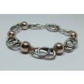 A GORGEOUS ITALIAN MADE STERLING SILVER BRACELET WITH GOLD PLATED ORBS IN EXCELLENT CONDITION !! WOW