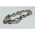 A GORGEOUS ITALIAN MADE STERLING SILVER BRACELET WITH GOLD PLATED ORBS IN EXCELLENT CONDITION !! WOW