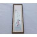 LATE 19TH CENTURY !! A RARE SIGNED ANTIQUE JAPANESE WATERCOLOUR DEPICTING A TRADITIONAL SCENE !! WOW