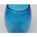 WOW !! A GORGEOUS HEAVY VINTAGE BLUE GLASS VASE WITH THOUSANDS OF INTERNAL BUBBLES !! A MUST HAVE !