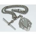 WOW !! A RARE ANTIQUE 1916 CHESTER HALLMARKED SOLID STERLING SILVER WATCH FOB CHAIN !! MUST SEE !!