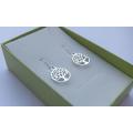 A genuine sterling silver pair of earrings with tree of life motif - Brand new - With gift box