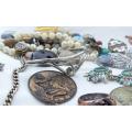 A joblot of vintage jewelry items , accessories and spare parts