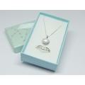 A genuine sterling silver necklace with mabe pearl pendant + sterling silver heart motif ring