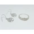 A pair of sterling silver tree of life earrings + a sterling silver split band ring - Brand new