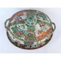 A rare antique early 20th century hand painted export quality Chinese tureen with platter