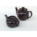 Two small vintage brown teapots - one by Sadler England - Bid for both