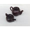 Two small vintage brown teapots - one by Sadler England - Bid for both
