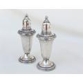 A stunning pair of Empire sterling silver salt & pepper shakers with glass inners