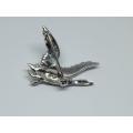 A lovely vintage 1950`s enamel Swan brooch by design house BJL set with marcasite