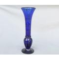 A beautiful mid century Venetian blue glass vase with silver overlay