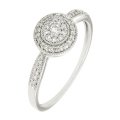 9k / 9ct white gold Engagement or Dress cluster RING: diamonds