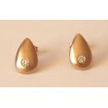 REDUCED MADLY - 10k / 10ct gold teardrop stud EARRINGS: simulated diamonds. Ready for you. Last pair