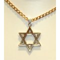 9k / 9ct gold Magen David / Star of David, 25mm wide, yellow & white gold, reversible