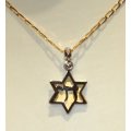 9k / 9ct gold Magen David / Star of David & Chai pendant, yellow & white, reversible  a BEAUTY!