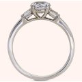 9k / 9ct white gold Trilogy Engagement or Dress Ring: simulated diamonds. GLAMOROUS