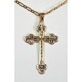 9k / 9ct gold CROSS: yellow & white, reversible, sumptuous detailing. Ready for you. Last one!
