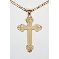 9k / 9ct gold CROSS: yellow & white, reversible, sumptuous detailing. Ready for you. Last one!