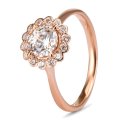 9k / 9ct rose gold Engagement or Dress petal halo RING: simulated diamonds GLAMOROUS