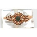 RING: green stone, 19.2k / 19.2ct Portuguese rose gold, size E. Ready for you. Last one!