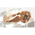 RING: green stone, 19.2k / 19.2ct Portuguese rose gold, size E-. Ready for you. Last one!