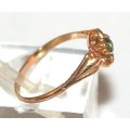RING: green stone, 19.2k / 19.2ct Portuguese rose gold, size E-. Ready for you. Last one!