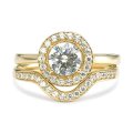 9k / 9ct yellow gold Engagement or Dress halo RING: simulated diamonds