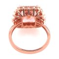 RING: square CZ Morganite & CZ halo, 18mm wide, sterling silver, rose gold plated GLAMOROUS. Last 1!
