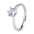 18k / 18ct white gold Solitaire diamond RING: 0.50ct, J, SI1, certified. Last one!