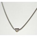 9k / 9ct white gold Fope or Popcorn CHAIN, heart slider pendant. Ready for you. Last one!