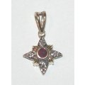 9k / 9ct gold, ruby & diamond star PENDANT. Ready for you. Last one!