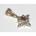 9k / 9ct gold, ruby & diamond star PENDANT. Ready for you. Last one!