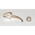 9k / 9ct gold pear CZ Belly STUD: Ready for you. Last one!