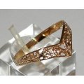 9k / 9ct gold Filigree Wishbone RING, size N-. Ready for you. Last one!