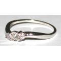 18k / 18ct white gold Trilogy CZ wave RING. Ready for you. Last one!