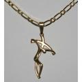9k / 9ct gold drooping modern CRUCIFIX. Ready for you. Last one!