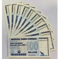 ZIMBABWE 100 Billion Dollars, 10 note bundle
