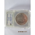 Great...Graded AU 58 SANGS 1949 SA Union 5 Shillings/Crown 80% silver
