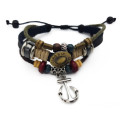 Handmade Leather Charm Adjustable Bracelet