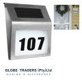 Solar Light House Number Display / Stainless Steel Solar Powered House Number Sign