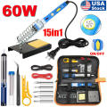 Soldering Iron Kit Electric 60W with Adjustable Temperature Welding Tool Solder Wire 15 in 1 kit