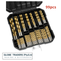 99 Piece Hss Titanium Coated High Speed Steel Drill Bit Set Power Tool Accessories Comes With Box