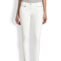 White Skinny Jeans with Silver Zips & Buttons. Size 10 available